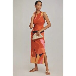 farm rio bow linen midi dress Farm Rio Bow Scalloped Linen Midi Dress In Red - 44% Off